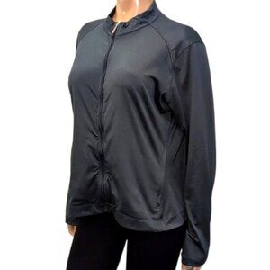 NIKE GOLF Track Jacket Dri Fit Full Zip High Collar Criss Cross Teal Athletic